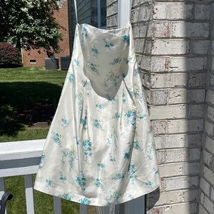 J. McLaughlin Strapless White Floral Dress with Zip Back